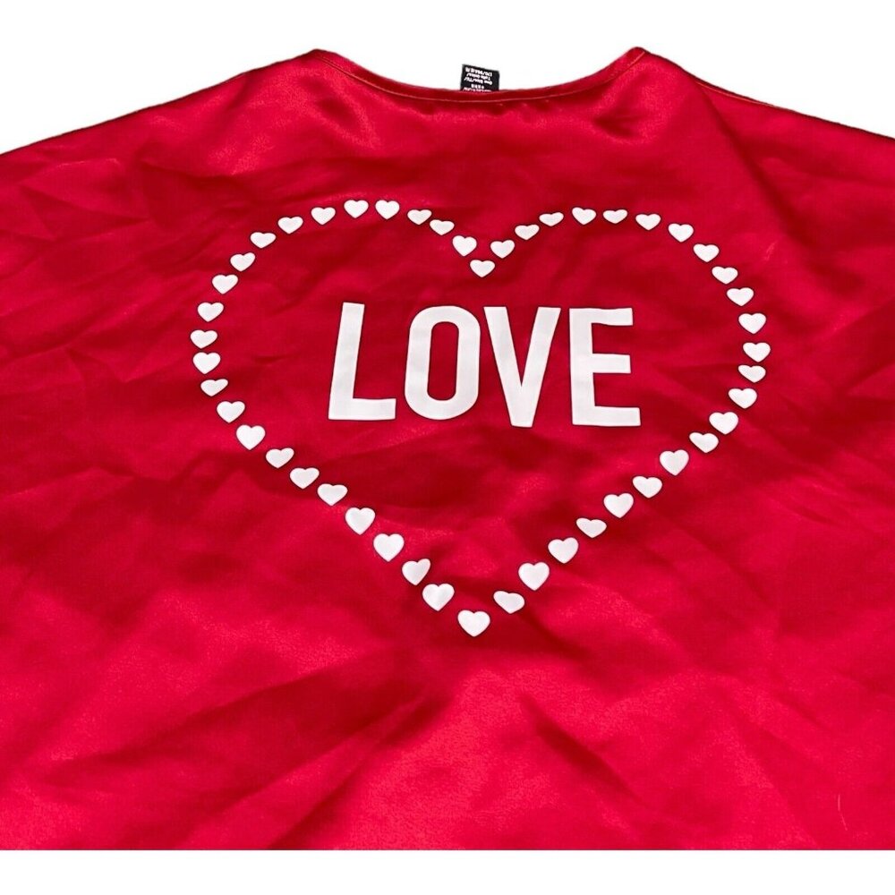 Victoria Secret LOVE Red Polyester Satin Valentine Day Kimono Robe One Size Sexy